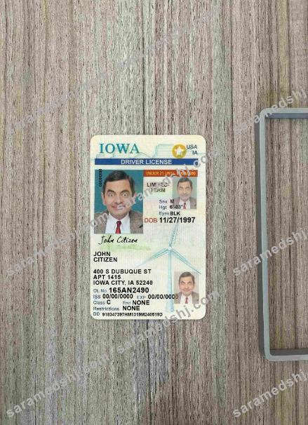 USA Iowa driving license under 21 photolook FRONT